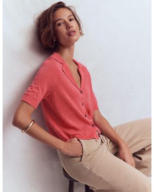 Boden Agnes Collar Linen Cardigan - Red