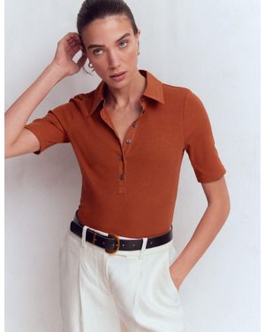 Boden Collared Ribbed Henley Top
