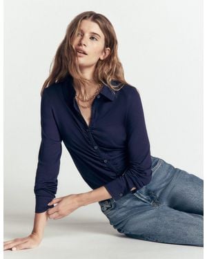 Boden Supersoft Ruched Jersey Shirt - Blue