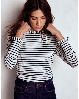 Boden Supersoft Frill Detail Top - Blue