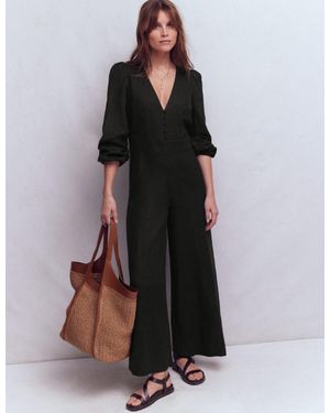 Boden Lola Linen Jumpsuit - Black