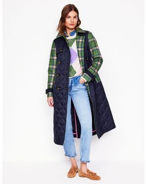 Boden Quilted Trench Coatnavy - Blue