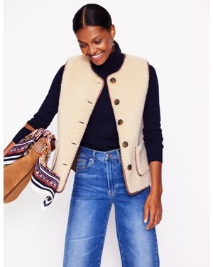 Boden Clerkenwell Borg Button Gilet - Natural