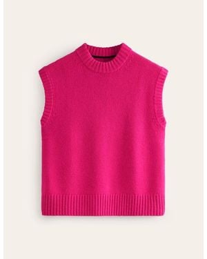 Boden Chunky Cashmere Crew Neck Tank - Pink