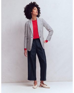 Boden Chiswick Crop Linen Pants - Blue