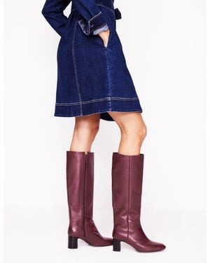 Boden Erica Knee High Leather Bootsoxblood Leather - Blue