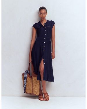 Boden Cap Sleeve Knitted Dress - Blue