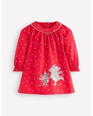 Boden Jersey Applique Dress - Red