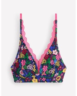 Boden Stripe & Stare Lace Plunge Bra - Pink