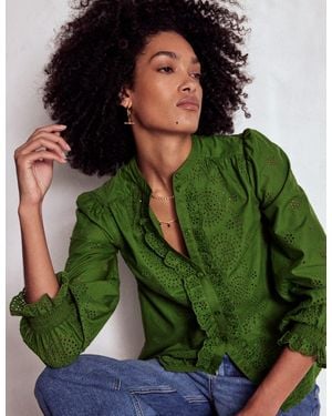Boden Alice Broderie Top - Green