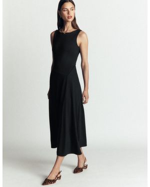 Boden Asymetric Ponte Midi Dress - Black