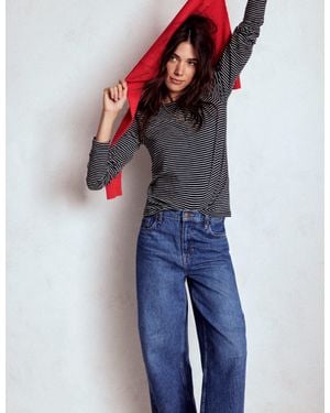 Boden Cotton Crew Long Sleeve Top - Blue