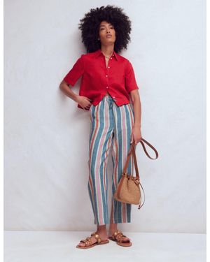 Boden Islington Linen Crop Trousers - Red