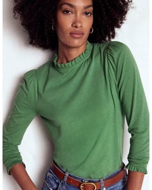 Boden Supersoft Frill Detail Top - Green