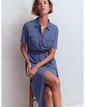 Boden Mavis Midi Jersey Shirt Dress - Blue