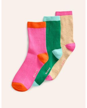 Boden Rippstrick-Knöchelsocken Im 3Er-Pack Damen - Pink