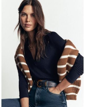 Boden Supersoft Open Collar Shirt - Blue