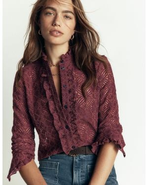 Boden Sienna Frill Lace Shirt - Red
