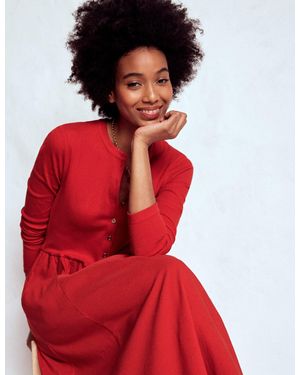 Boden Button Detail Mix Dress - Red