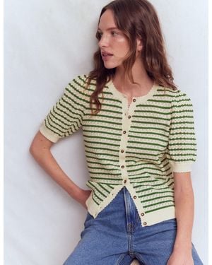 Boden Dot Pointelle Cardigan - Green