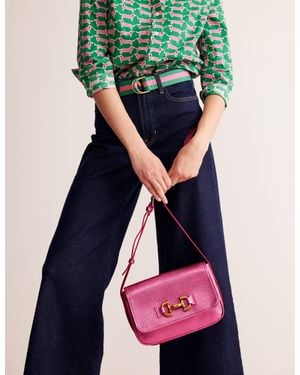 Boden Iris Snaffle Leather Bagmetallic - Pink