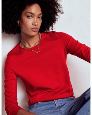 Boden Emilia Cotton Crew Jumper - Red
