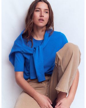 Boden Emilia Cotton Crew T-Shirt - Blue