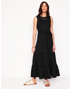 Boden Mila Trim Tiered Jersey Dress - Black