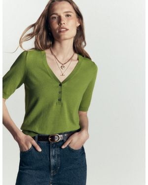 Boden Camilla Cotton V-Neck T-Shirt - Green
