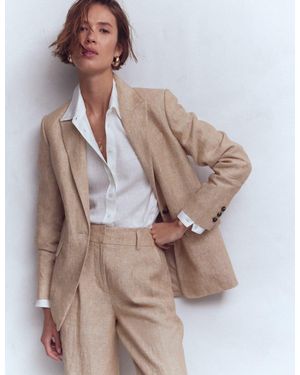 Boden Woodbridge Linen Blazer-Amphora, Chambray - Multicolour
