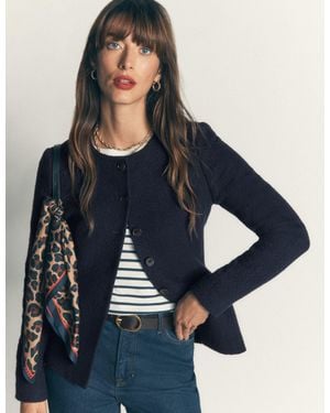 Boden Collarless Tailored Blazer - Blue