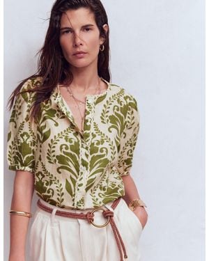 Boden Leah Short Sleeve Linen Top - Brown