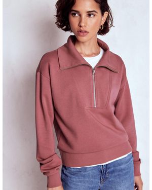 Boden Paneled Half-Zip Sweatshirt - Red