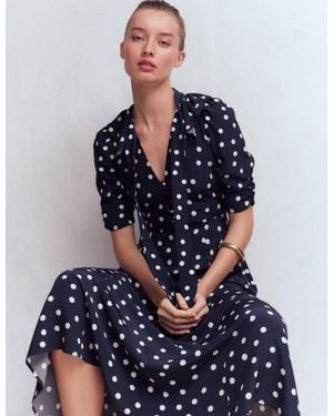 Boden Ruffle Collar Midi Dress - Blue