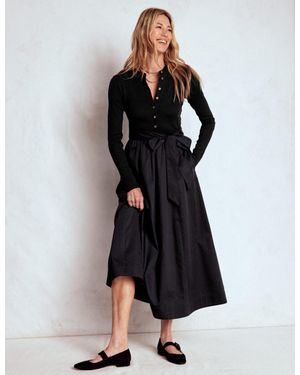 Boden Button Detail Mix Dress - Black