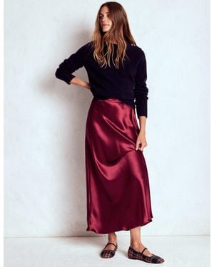 Boden Bias Cut Slip Skirt - Red