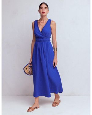 Boden Lorna Trim Double Cloth Dress - Blue