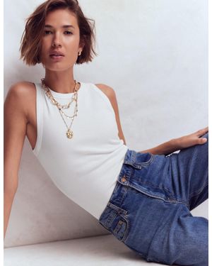 Boden Ribbed Cotton Vest Top - Blue