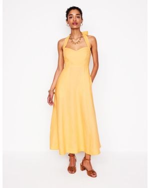 Boden Halter Linen Dress - Yellow