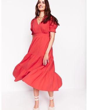 Boden Anna Double Cloth Midi Dress - Red