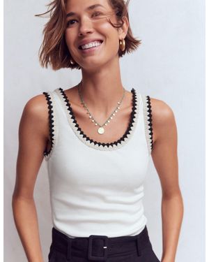 Boden Maddie Trim Detail Vest Top - White