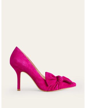 Boden Suede-bow Heeled Courts - Pink