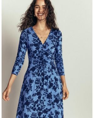 Boden Jasmine Ruched Jersey Dress - Blue
