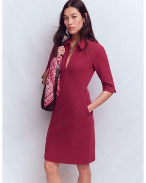 Boden Cam Short Sleeve Ottoman Dress - Red