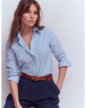 Boden Sienna Cotton Shirt Ivory, Heart Link - Blue