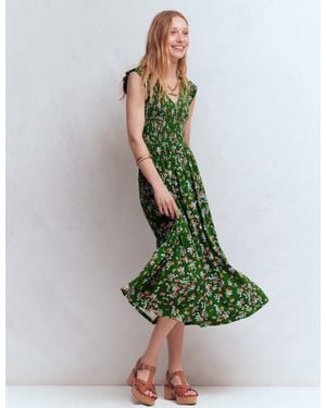 Boden Smocked Jersey Midi Dress - Green