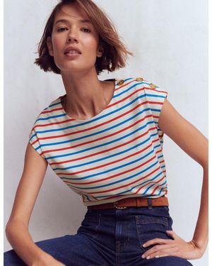 Boden Button Detail T-Shirt - White