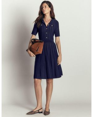 Boden Button Front Stitch Dress - Blue