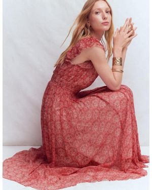 Boden Crinkle Chiffon Maxi Dress - Pink