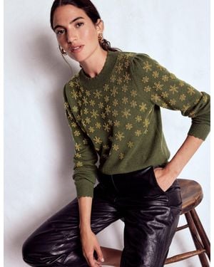 Boden Elizabeth Embellished Jumper - Green
